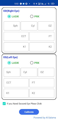 MEL 90 Lasik Calculator Screen 2