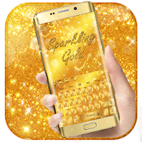 Shiny Sparkling Gold Glitter Keyboard Theme