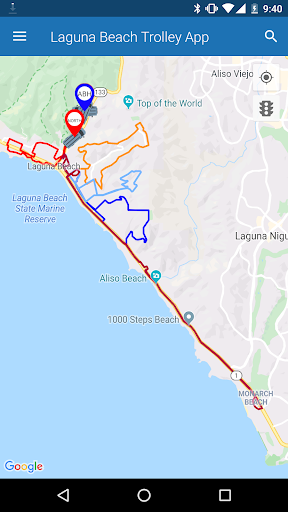 Android application Laguna Beach Trolley App screenshort