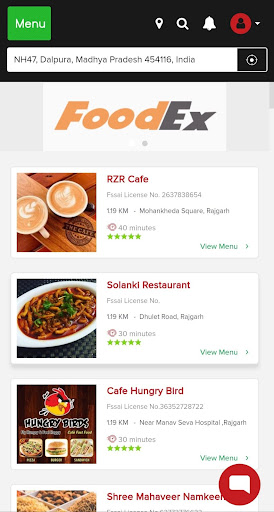 Android application FoodEx Delivery screenshort