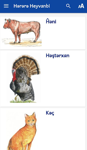 Android application Hərərə Heyvanbi screenshort
