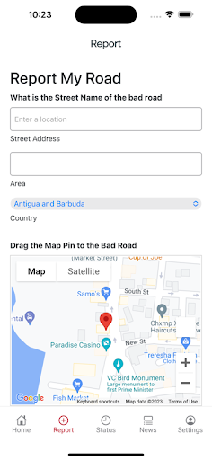 Android application ReportMyRoad screenshort
