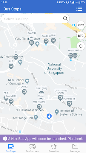 Android application NUS NextBus screenshort