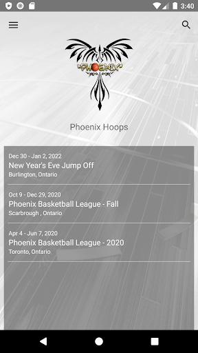 Android application Phoenix Hoops screenshort