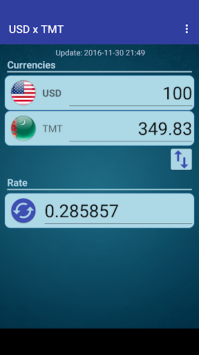 Android application US Dollar to Turkmenistan TMT screenshort