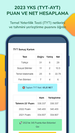 YKS Puan Hesaplayıcı - TYT/AYT Screen 2