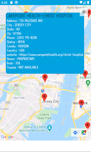Hospital information. Screen 2
