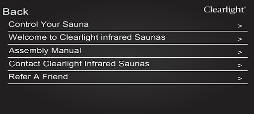 Clearlight® Sauna Connect App Screen 3