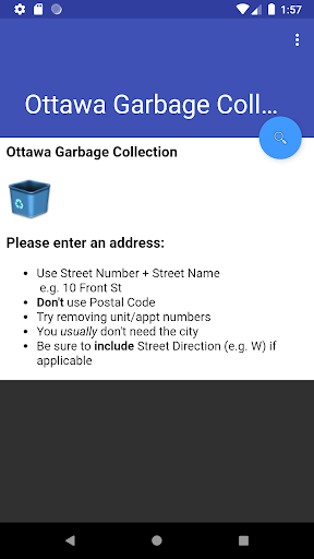 Android application Ottawa Garbage Collection screenshort