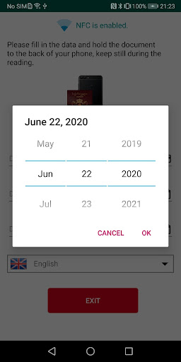 NFC Passport Reader Screen 2