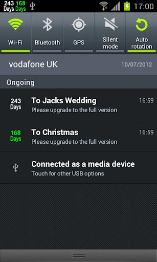 Countdown in Status Bar Screen 2