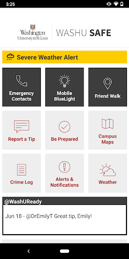 Android application WashU Safe screenshort