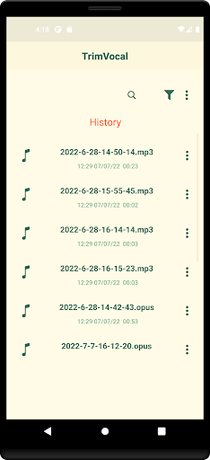 Android application TrimVocal - Cut voice message screenshort