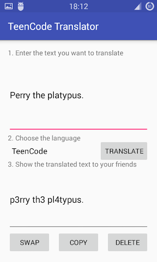 Android application TeenCode Translator screenshort