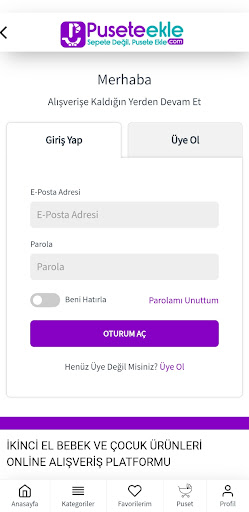 Android application Puseteekle-İkinci el alışveriş screenshort