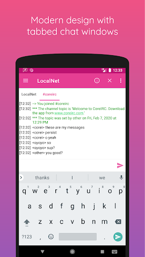 Android application CoreIRC screenshort