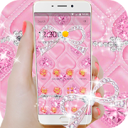 Pink rose heart-shaped theme, diamond bow theme  Icon