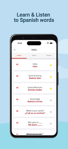 Android application Learn Spanish Online screenshort