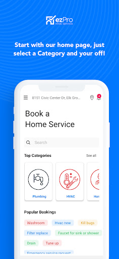 Android application ezPro Home Services screenshort