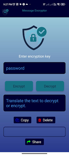 Android application message encryptor screenshort