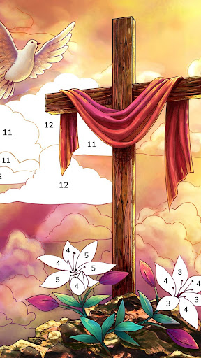 Bible Coloring - Paint by Number, Free Bible Games apkpoly screenshots 2