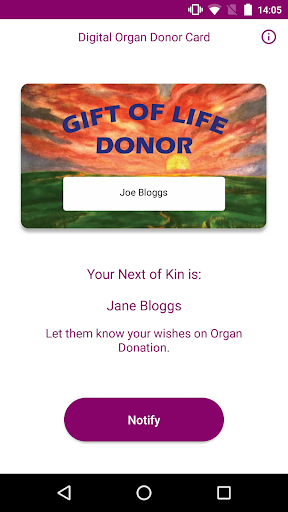 Digital Organ Donor Card Screen 3