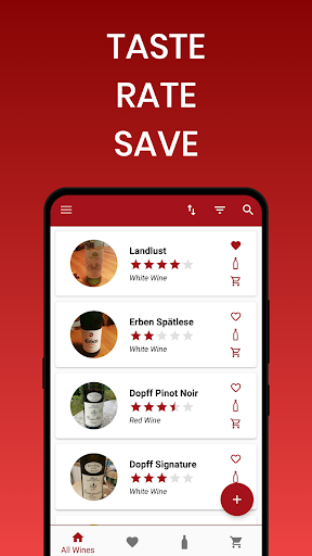 Android application Wine List - Taste, Rate, Notes screenshort