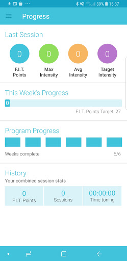 Android application Slendertone Connect Japan screenshort