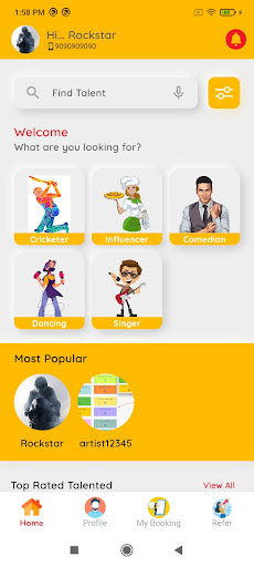 Android application Book Indian Talents screenshort