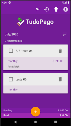 Android application TudoPago screenshort