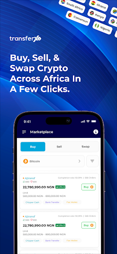 Android application TransferXO: Buy & Sell Bitcoin screenshort