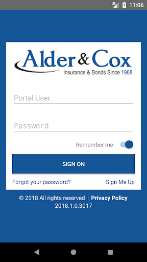Android application Alder & Cox Online screenshort
