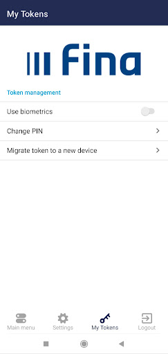 Android application Fina m-Token screenshort