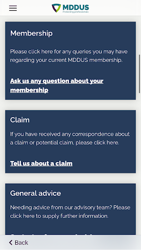 MDDUS Member App Screen 3