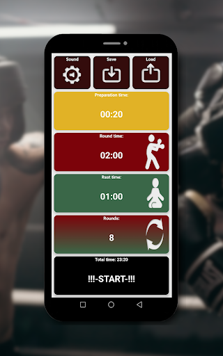 Boxing timer (stopwatch) Screen 3