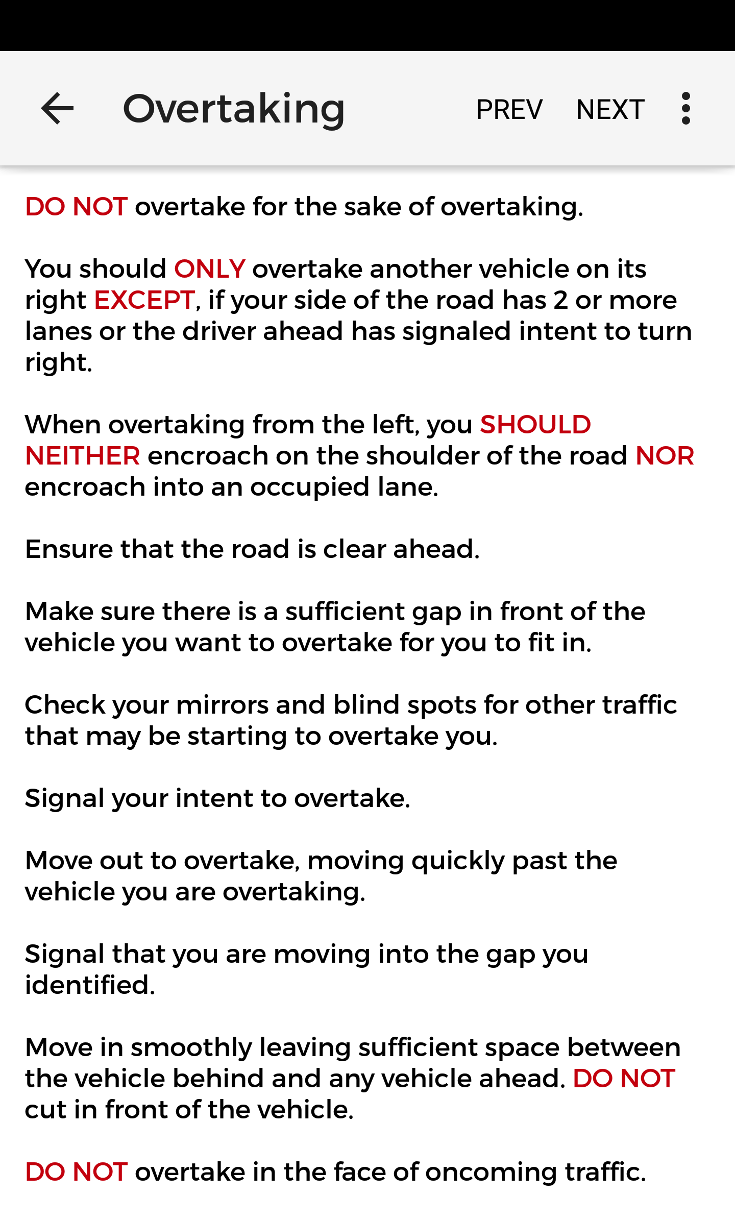 Android application Provisional Theory, the Highway Code Companion screenshort