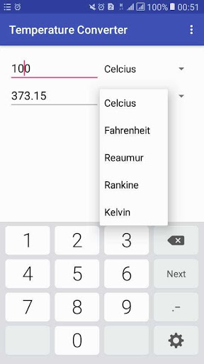 Temperature Converter :Celcius Screen 2