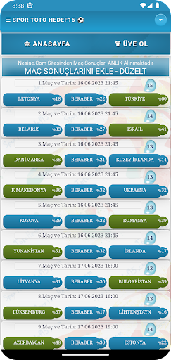 Android application Spor Toto Hedef15 screenshort