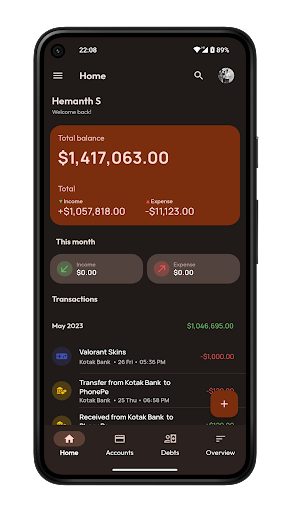 Android application Paisa - Expense tracker screenshort
