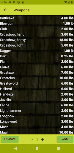 D&D Weights 5e Screen 2