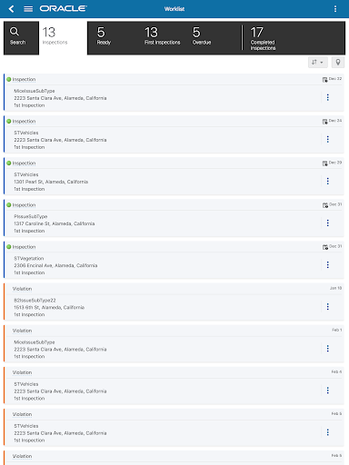 Screenshot of Oracle Municipal Code Officer