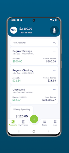FCCU Mobile Banking Screen 2