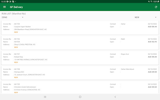 Grandfoods transport app Screen 2