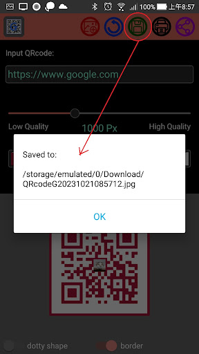 QR code generator Screen 3