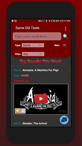 Android application Same Old Taste screenshort