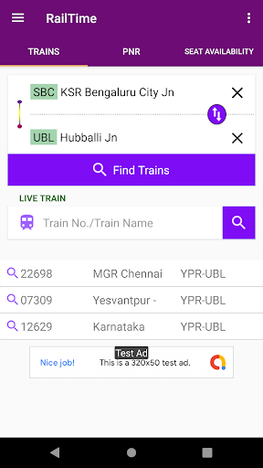 Android application RailTime screenshort