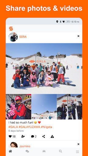 Android application Ski & Snowboard social SIS screenshort