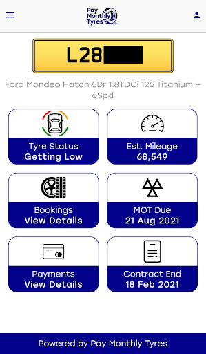 Android application Pay Monthly Tyres screenshort