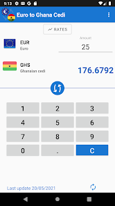 Captura 1 Euro a Ghana Cedi / EUR a GHS android