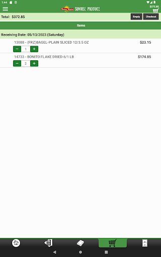 Sunrise Produce Checkout App Screenshot
